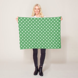 Weiße Polka kreuzt grün Fleecedecke