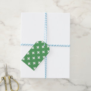 Weiße Polka kreuzt grün Geschenkanhänger