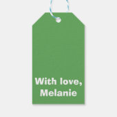 Weiße Polka kreuzt grün Geschenkanhänger (Rückseite)