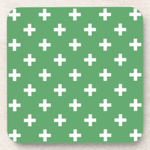 Weiße Polka kreuzt grün Getränkeuntersetzer