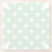 Weiße Polka kreuzt grün Glasuntersetzer (Rückseite)