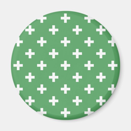 Weiße Polka kreuzt grün Magnet (Vorne)