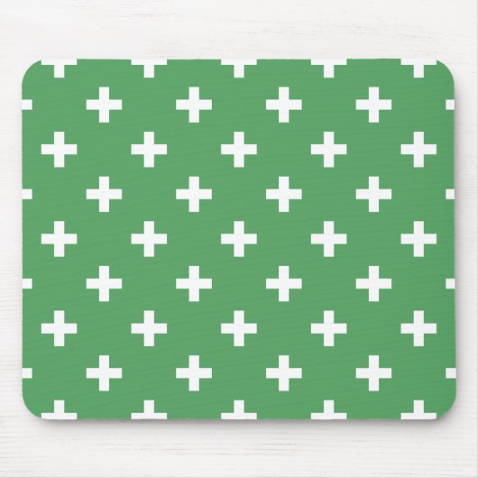 Weiße Polka kreuzt grün Mousepad (Vorne)