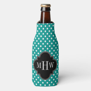 Weiße Polka-Punkte 3I Monogramm Flaschenkühler