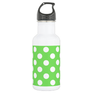 Weiße Polka Punkte auf Apfelgrün Edelstahlflasche