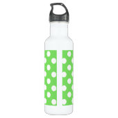 Weiße Polka Punkte auf Apfelgrün Edelstahlflasche (Rückseite)