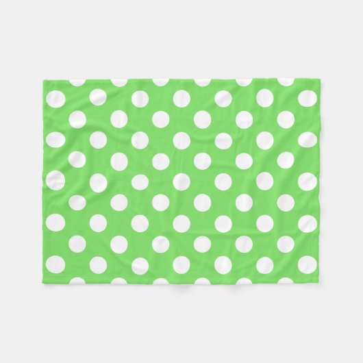 Weiße Polka Punkte auf Apfelgrün Fleecedecke (Vorderseite (Horizontal))