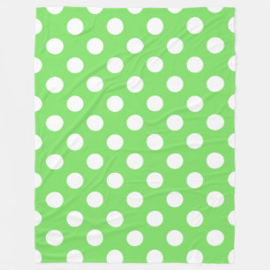 Weiße Polka Punkte auf Apfelgrün Fleecedecke