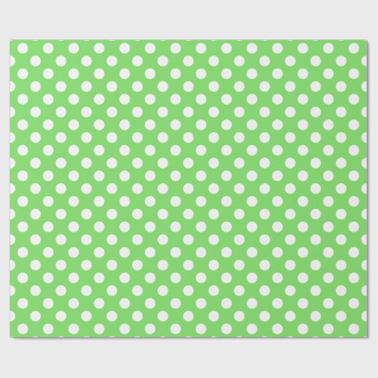 Weiße Polka Punkte auf Apfelgrün Geschenkpapier (Flach)
