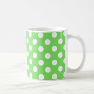 Weiße Polka Punkte auf Apfelgrün Kaffeetasse
