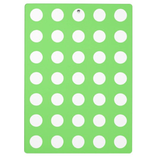 Weiße Polka Punkte auf Apfelgrün Klemmbrett (Rückseite)