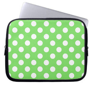 Weiße Polka Punkte auf Apfelgrün Laptopschutzhülle