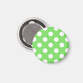 Weiße Polka Punkte auf Apfelgrün Magnet (Vorderseite/Rückseite)
