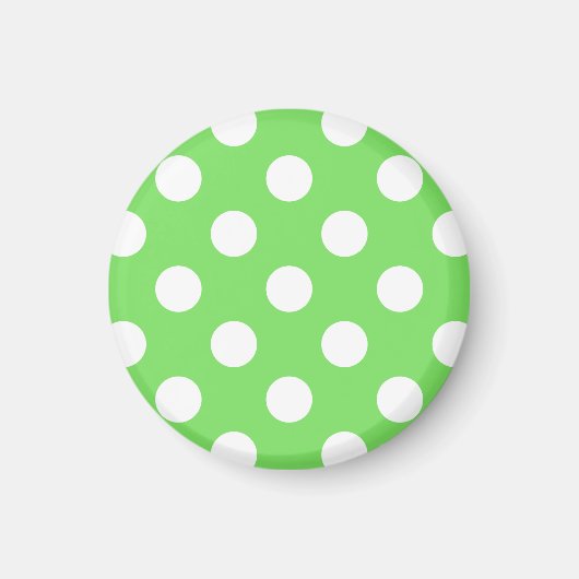 Weiße Polka Punkte auf Apfelgrün Magnet (Vorne)