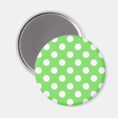 Weiße Polka Punkte auf Apfelgrün Magnet (Vorderseite/Rückseite)