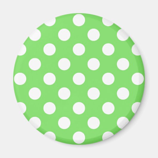 Weiße Polka Punkte auf Apfelgrün Magnet (Vorne)