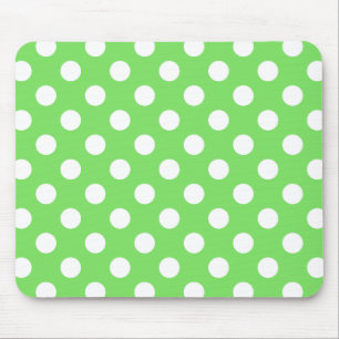 Weiße Polka Punkte auf Apfelgrün Mousepad