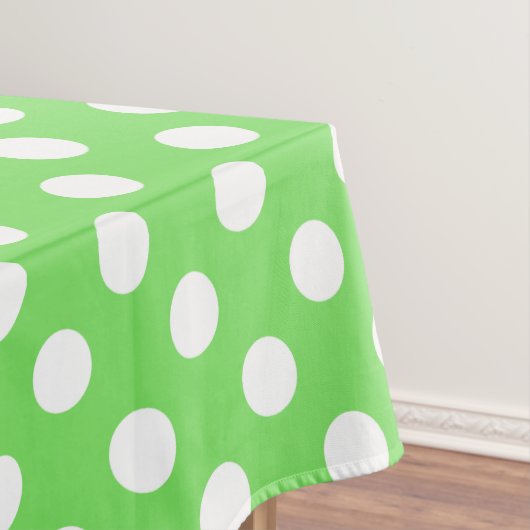 Weiße Polka Punkte auf Apfelgrün Tischdecke (Beispiel)