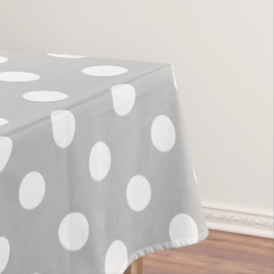Weiße Polka-Punkte auf Asche Grau Tischdecke