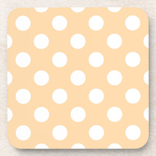 Weiße Polka-Punkte auf Beige Getränkeuntersetzer