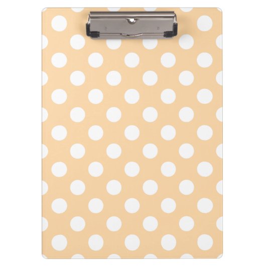 Weiße Polka-Punkte auf Beige Klemmbrett (Vorderseite)