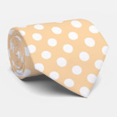 Weiße Polka-Punkte auf Beige Krawatte (Gerollt)