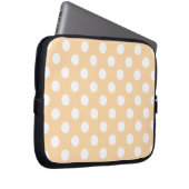 Weiße Polka-Punkte auf Beige Laptopschutzhülle (Vorne Rechts)