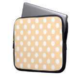 Weiße Polka-Punkte auf Beige Laptopschutzhülle (Vorderseite Links)