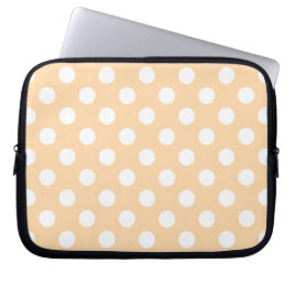 Weiße Polka-Punkte auf Beige Laptopschutzhülle