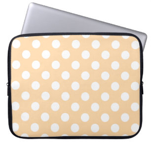 Weiße Polka-Punkte auf Beige Laptopschutzhülle