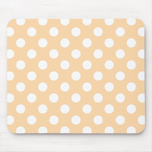 Weiße Polka-Punkte auf Beige Mousepad (Vorne)