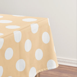 Weiße Polka-Punkte auf Beige Tischdecke