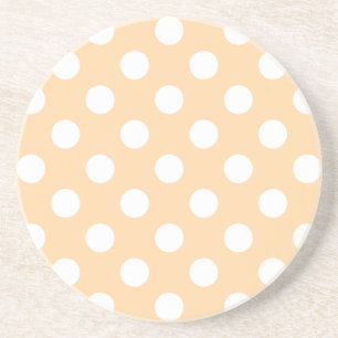 Weiße Polka-Punkte auf Beige Untersetzer