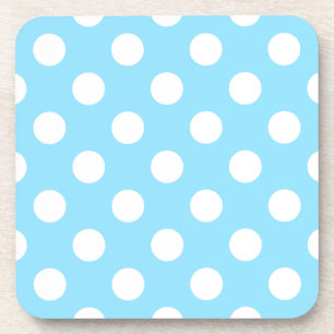 Weiße Polka-Punkte auf blass blau Getränkeuntersetzer
