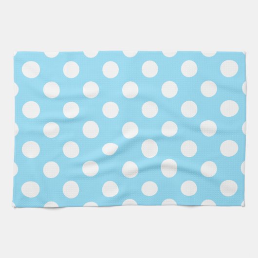 Weiße Polka-Punkte auf blass blau Handtuch (Horizontal)