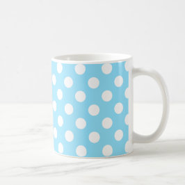 Weiße Polka-Punkte auf blass blau Kaffeetasse