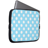 Weiße Polka-Punkte auf blass blau Laptopschutzhülle (Vorne Rechts)