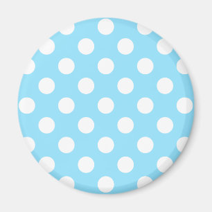Weiße Polka-Punkte auf blass blau Magnet