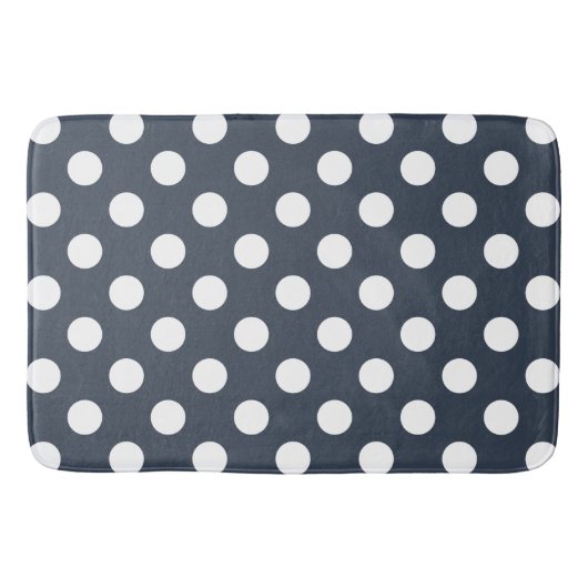 Weiße Polka-Punkte auf blau-grau Badematte (Vorderseite)