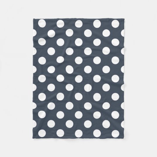 Weiße Polka-Punkte auf blau-grau Fleecedecke (Vorderseite)