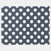 Weiße Polka-Punkte auf blau-grau Fleecedecke (Vorderseite (Horizontal))