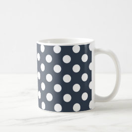 Weiße Polka-Punkte auf blau-grau Kaffeetasse