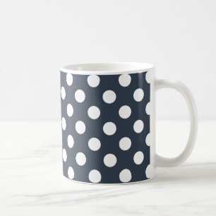 Weiße Polka-Punkte auf blau-grau Kaffeetasse