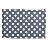 Weiße Polka-Punkte auf blau-grau Kissenbezug (Rückseite)