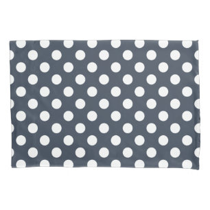 Weiße Polka-Punkte auf blau-grau Kissenbezug