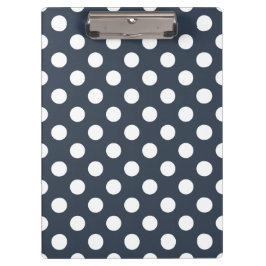 Weiße Polka-Punkte auf blau-grau Klemmbrett