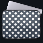 Weiße Polka-Punkte auf blau-grau Laptopschutzhülle<br><div class="desc">Weiße Polka-Punkte auf blau-grau</div>
