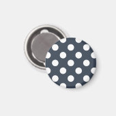 Weiße Polka-Punkte auf blau-grau Magnet (Vorderseite/Rückseite)