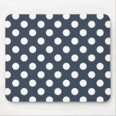 Weiße Polka-Punkte auf blau-grau Mousepad (Vorne)