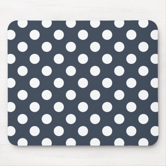 Weiße Polka-Punkte auf blau-grau Mousepad (Vorne)